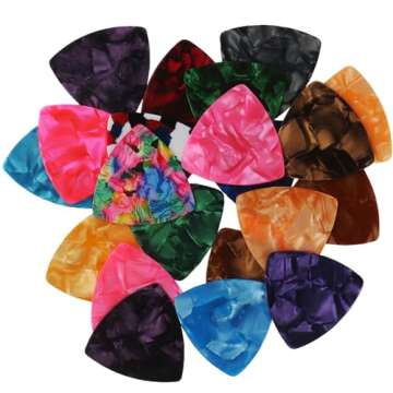 Guitar Picks for Electric Guitar Acoustic Guitar Bass Guitar 21pcs Triangle Guitar Pick Variety Pack with Pick Holder Case Light Medium Heavy Picks 0.46mm 0.71mm 0.96mm