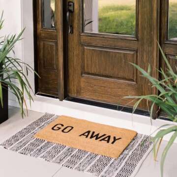 THEODORE MAGNUS Funny Door Mat – Coir Doormat for Outdoor Entrance, Durable Welcome Mat with Non-Slip Backing, Perfect for Front Door and Entryway - Outdoor/Indoor - Go Away