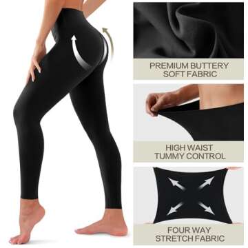 3 Pack Leggings for Women-No See-Through High Waisted Tummy Control Yoga Pants Workout Running Legging Small-Medium