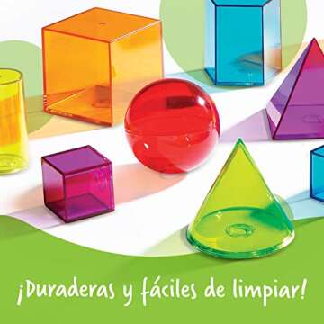 Learning Resources View-Thru Geometric Solids - Geometric Shapes, Back to School Supplies Must Haves, Math Teacher Supplies