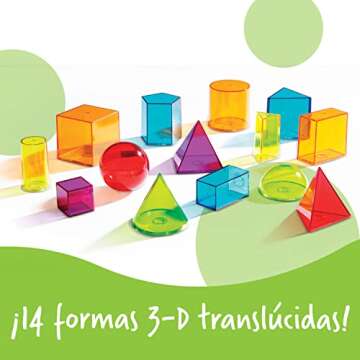 Learning Resources View-Thru Geometric Solids - Geometric Shapes, Back to School Supplies Must Haves, Math Teacher Supplies