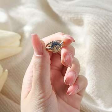 Celestial Sun and Moon Ring Set - Sparkling Promise Rings