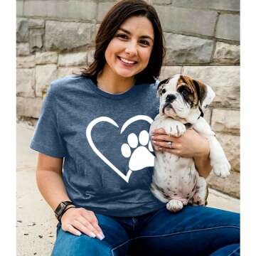 Cute Paw Love Shirt for Dog Moms - Short Sleeve Tee