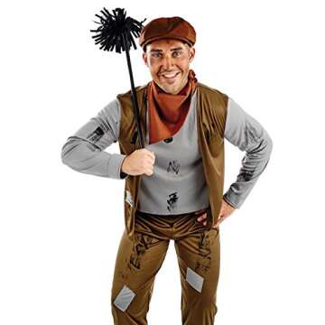 fun shack Chimney Sweep Costume Men, Mens Chimney Sweep Costume, Bert Costume Adult, X-Large