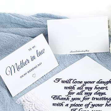 Mother of the Bride Handkerchief from Groom Embroidered Wedding gifts for Mom from New Son Wedding Keepsake for Bride's Mom Sentimental Wedding Gifts for Parents (Mother of the Bride)