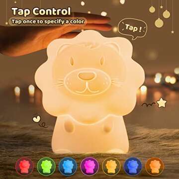 JADENS Cute Night Light for Kids – Paint Free Silicone Lion LED Nightlight, Nursery Lamp with Timer, for Toddler, Baby, Girls, Boys, Children Gift, Bedroom