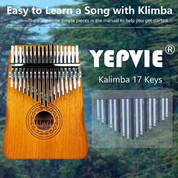 YEPVIE Kalimba 17 Key, Professional Kalimba Thumb Piano with Learning Tools, Unique Finger Piano Kalimba Musical Instruments is Great idea for Kids, Adults (Brown)