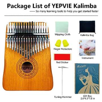 YEPVIE Kalimba 17 Key, Professional Kalimba Thumb Piano with Learning Tools, Unique Finger Piano Kalimba Musical Instruments is Great idea for Kids, Adults (Brown)