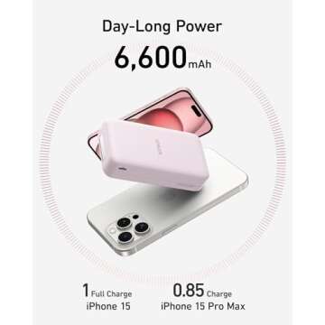 Anker MagGo Power Bank, Ultra-Slim 10,000mAh Magnetic Battery Pack, Qi2 Certified 15W Ultra-Fast MagSafe Compatible Portable Charger, Ergonomic Design, for iPhone15/14/13/12 Series Only