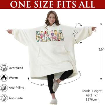 Gifts for Grandma Christmas Gifts from Granddaughter Grandkid Grandchildren Wearable Blanket Hoodie Cool Grandma Birthday Gifts for Nana, Gigi, New Grandma, Oversized Sherpa Fleece Blanket Sweatshirt