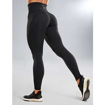 CRZ YOGA Ulti-Dry Workout Leggings for Women 25'' - High Waisted Yoga Pants 7/8 Athletic Running Fitness Gym Tights Black Medium