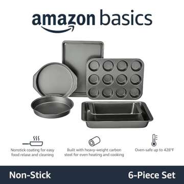 Essential Amazon Basics Nonstick Carbon Steel Bakeware Set – 6 Pieces