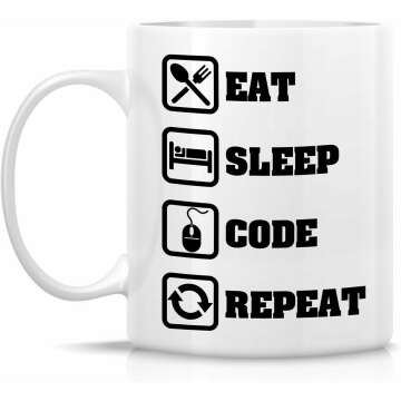 Retreez Funny Mug - Eat Sleep Code Repeat Programmer Software Engineer 11 Oz Ceramic Coffee Mugs - Funny, Sarcasm, Sarcastic, Inspirational birthday gifts for friends, coworkers, siblings, dad, mom.