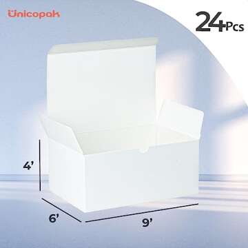 UnicoPak 24 Pack Gift Boxes 9x6x4 Inches White Gift Boxes with Lids for Presents White Boxes Bulk for Gifts Birthday Wedding Bridesmaid Proposal Valentine Holiday Christmas