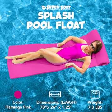 TRC Recreation Foam Swimming Pool Float, Floating Water Lounger, Splash 1.25”, Flamingo Pink