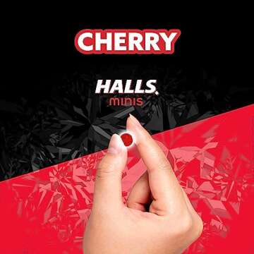 HALLS Minis Cherry Flavor Sugar Free Cough Drops, Twin Pack (48 Total Drops)