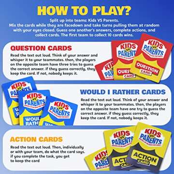 Kids VS Parents - Family Game for Kids 4-12 | Games for Family Game Night | Fun Kids Card Games with 200 Conversation Starter Cards for 10-90 Minutes Play Time