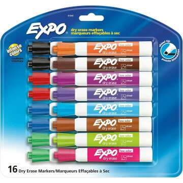 EXPO Low Odor Dry Erase Markers 16 Count Chisel Tip