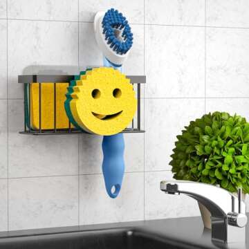 Smiley Face Sink Sponge Holder with Suction Cups