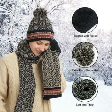 Cozy Winter Beanie Hat & Touchscreen Gloves Set