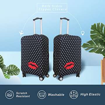 Explore Land Travel Luggage Cover Suitcase Protector Fits 27-30 Inch Case (Polkadot, L)