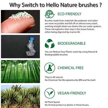 Plant-Based 6pcs Kitchen Brush Set by HELLO NATURE, Sustainable & Biodegradable Natural Fibre Bamboo Dish Brush,Bottle Brush,Pot Brush & 3 Natural Loofah Sponges, Zero-Waste,Plastic Free Kitchen Set