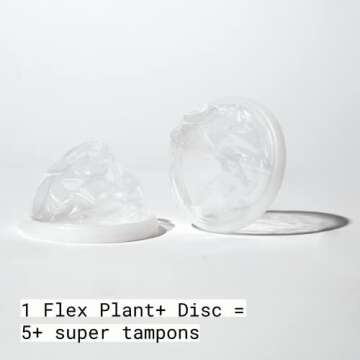 Flex Plant Plus Disc | Plant-Based Disposable Period Discs | Tampon and Cup Alternative | Capacity of 5 Super Tampons | Menstrual Disc Made with Sustainable Medical-Grade Plant Polymers | 12 Count