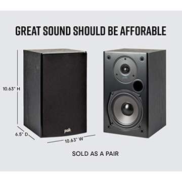 Polk Audio T15 Bookshelf Speakers - 100W Surround Sound