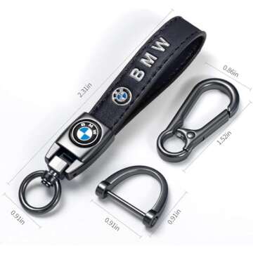 Genuine Leather Car Key Chain for BMW X1 X3 X5 X6 Z4 X6 X7 Series M 1 M3 M5 6 Series,Keyring Keychain Accessories Family Present(Black)