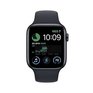 Apple Watch SE (2nd Gen) [GPS 44mm] Smart Watch w/Midnight Aluminum Case & Midnight Sport Band - M/L. Fitness & Sleep Tracker, Crash Detection, Heart Rate Monitor, Retina Display, Water Resistant