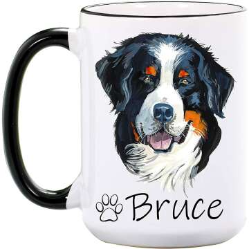 Bernese Mountain Dog Mug - Personalized 15 oz or 11 oz Ceramic Mugs -Pet Owner Gifts for Women - Dog Lover Gifts for Dog Lovers - Dog Mugs - Pet Cups - Dishwasher & Microwave Safe - Made In USA