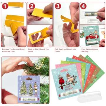 Anvianthor Christmas Money Holders for Cash - 8 Pack Money Holder for Cash Gift, Unique Christmas Card Holder, Money Gift Ideas, Christmas Ornaments, Ideal for Indoor Christmas Tree Decorations