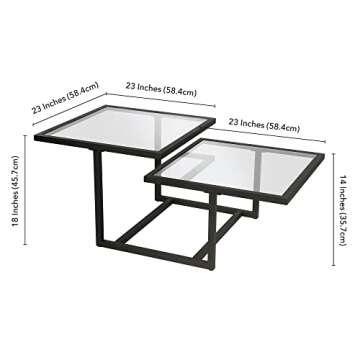 Henn&Hart 43" Wide Square Coffee Table in Blackened Bronze, Modern coffee tables for living room, studio apartment essentials