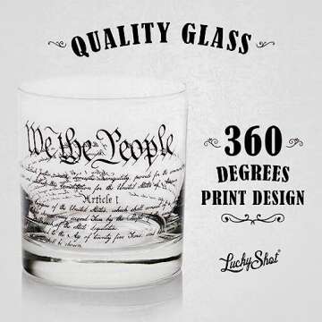 Lucky Shot - We The People Whiskey Glass | United States Constitution | America USA Patriotic Wine Glass Gift | Political Republicans Patriotic Glass - Set of 2 (11 oz)