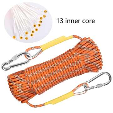 X XBEN Outdoor Climbing Rope 10M (32ft) Rock Climbing Rope, Escape Rope Climbing Equipment Fire Rescue Parachute Rope (32 Foot) - Orange