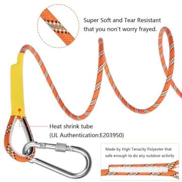 X XBEN Outdoor Climbing Rope 10M (32ft) Rock Climbing Rope, Escape Rope Climbing Equipment Fire Rescue Parachute Rope (32 Foot) - Orange