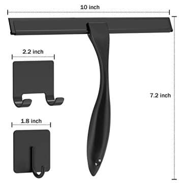 Versatile 10" Stainless Steel Shower Squeegee with Hooks