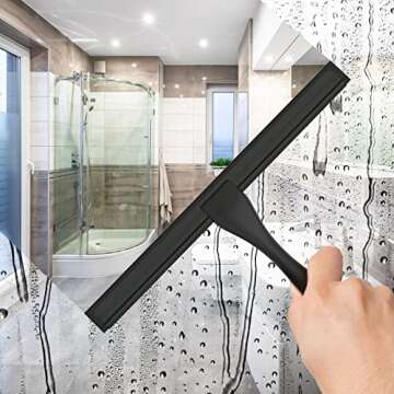 10" Stainless Steel Shower Squeegee with Hooks