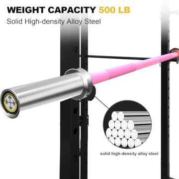 POWER GUIDANCE Chrome Olympic Barbell Bar, Weight Bar for lifting, Hip Thrusts, Universal Strength Training Bars ​26lb 5ft/60 inch (Pink-5FT)