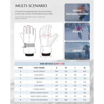 Ski Gloves for Men Women - Winter Snow Gloves Windproof & Waterproof for Cold Weather, Thinsulate Warm Snow Sports Gloves with Pocket Skiing Snowboarding Snowmobile Gloves for Adult Youth Pink L