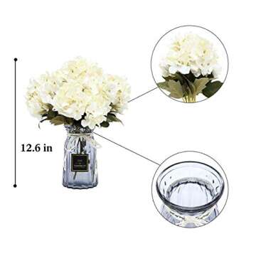 UltraOutlet 4 Packs White Silk Hydrangea Flowers with Vase DIY Artificial Hydrangea Flowers Bouquets Arrangement Centerpiece for Weddings, Baby Showers, Birthday Parties, Home Office Decorations