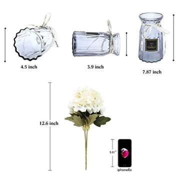 UltraOutlet 4 Packs White Silk Hydrangea Flowers with Vase DIY Artificial Hydrangea Flowers Bouquets Arrangement Centerpiece for Weddings, Baby Showers, Birthday Parties, Home Office Decorations