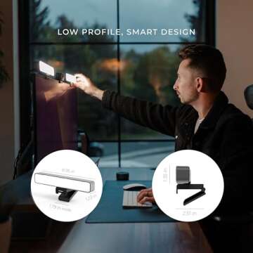 HumanCentric Premium Video Conference Lighting for Video Calls, HighBeam Pro Light for Zoom Meetings and Streaming, Upgrade Your Monitor Ring Light with LED Webcam Light, Dual Video Conference Light