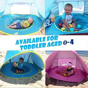 Baby Beach Tent, Pop Up Portable Sun Shelter with Pool, 50+ UPF UV Protection & Waterproof 300MM, Summer Outdoor Baby Tent for Aged 0-4 Infant Toddler Kids Parks Beach Shade