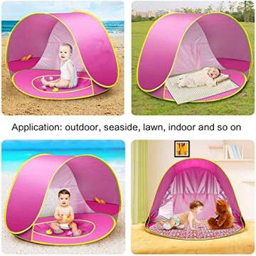 Baby Beach Tent, Pop Up Portable Sun Shelter with Pool, 50+ UPF UV Protection & Waterproof 300MM, Summer Outdoor Baby Tent for Aged 0-4 Infant Toddler Kids Parks Beach Shade