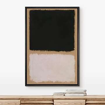 IDEA4WALL Framed Canvas Print Wall Art Rothko Style 1960s Geometric Color Blocks Abstract Shapes Illustrations Modern Art Decorative Contemporary for Living Room, Bedroom, Office - 24"x36" Black