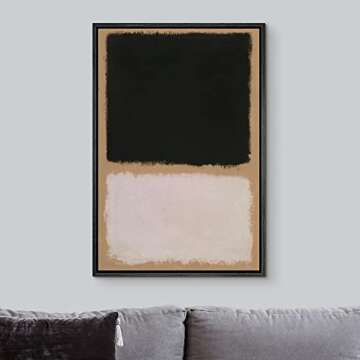 IDEA4WALL Framed Canvas Print Wall Art Rothko Style 1960s Geometric Color Blocks Abstract Shapes Illustrations Modern Art Decorative Contemporary for Living Room, Bedroom, Office - 24"x36" Black