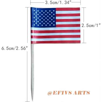 Efivs Arts 100 Pcs 4th of July American Toothpick Flag Toppers Cake Decorations Independence Day Patriotic Cupcake Toppers Picks for Army Graduation Party Supplies