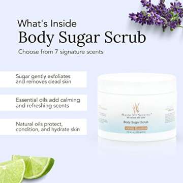 Sugar Me Smooth Body Scrub and Oil Combo - (Vanilla Essence) Ultra Hydrating and Skin Exfoliating Sugar Scrub for Nourishing Dry Skin Essential Body Care for Women All Natural Exfoliation Scrub