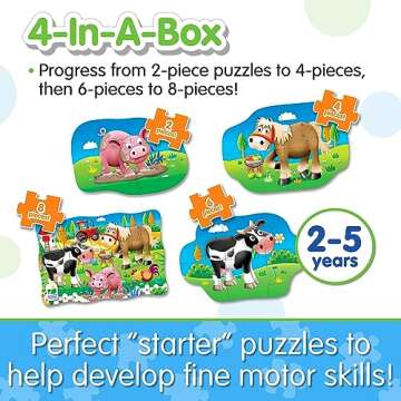 The Learning Journey: My First Puzzle Sets 4-In-A-Box Farm – Farm-Themed Puzzle Sets - Educational Toddler Toys & Activities for Children Ages 2-5